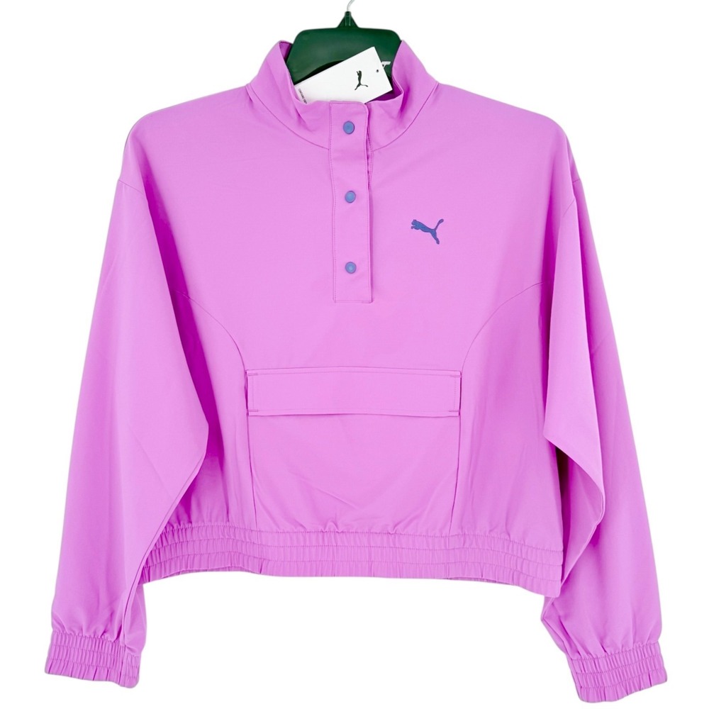NWT Puma Women's Ripstop Pullover Relaxed Fit Wild Berry Lightweight Jacket Sz M - Picture 2 of 12